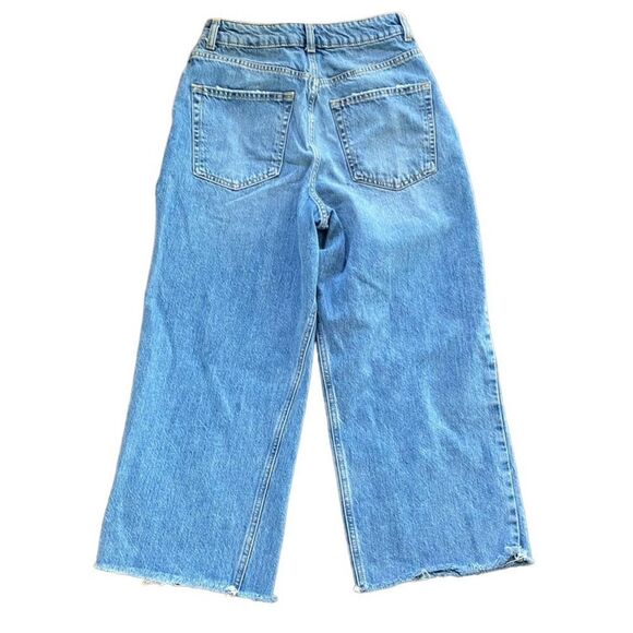 TopShop Moto Wide Leg Raw Hem Crop Jeans 28 Light Wash - Picture 3 of 6